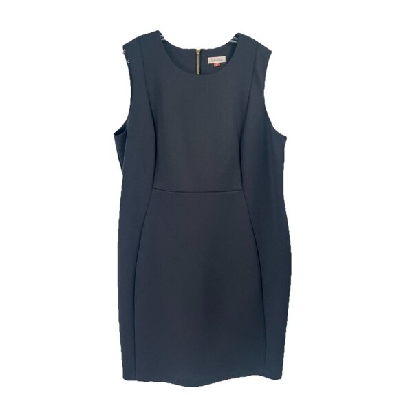 Calvin Klein LBD Black Sheath Dress Career Day to Night Sz 2X Minimalist - Picture 1 of 5